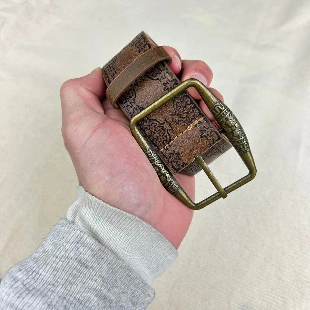 Vintage style brown american western floral rustic boho belt